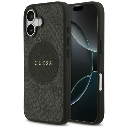 Guess 4G Circle Classic Logo maciņš ar MagSafe atbalstu telefonam iPhone 17 melns