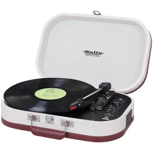 Portable briefcase cabinet with vinyl finish, 33, 45, 78 rpm stereo turntable, USB file reader, Encoding function: allows you to record directly from turntable and AUX IN in MP3 format on USB support, Wireless function: allows you to listen to music