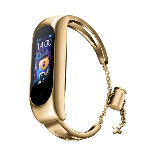 Fusion Accessories Metal Bracelet viedpulksteņa siksniņa priekš Xiaomi Mi Band 3/4/5/6 | nerūsējošs tērauds | zelta krāsā