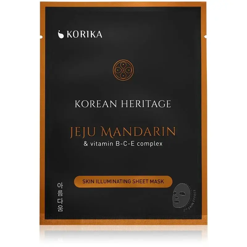 KORIKA Korean Heritage Brightening Skin Sheet Mask with Jeju Mandarin & Vitamin B Complex 25g