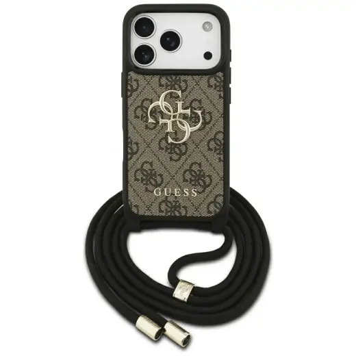 Etui Guess 4G Big Logo Cord Stap          Crossbody do iPhone 17 Pro brązowy