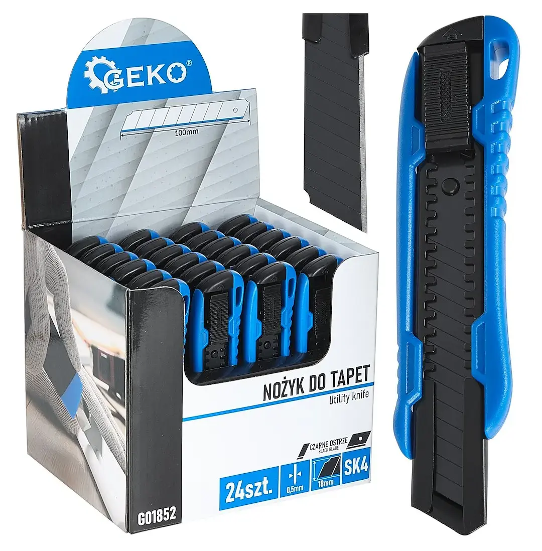 Utility knife 100x18x0.5mm ABS SK4 – display box