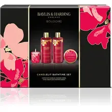 Cherry Blossom Candlelit Bathtime Set (Cherry Blossom) - Body Care Gift Set with Candle.