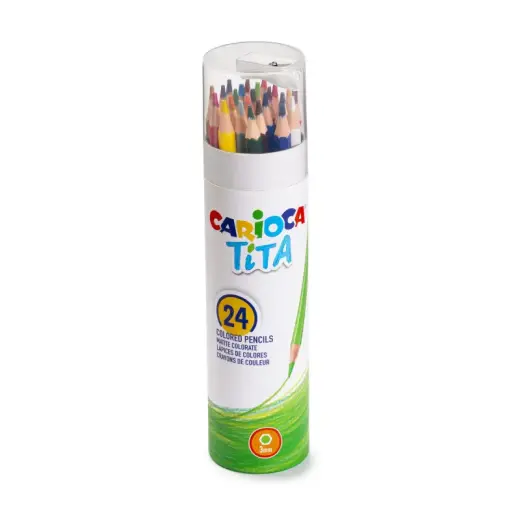 Krāsainie zīmuļi CARIOCA TITA + asināmais, PaperTube, 124gab