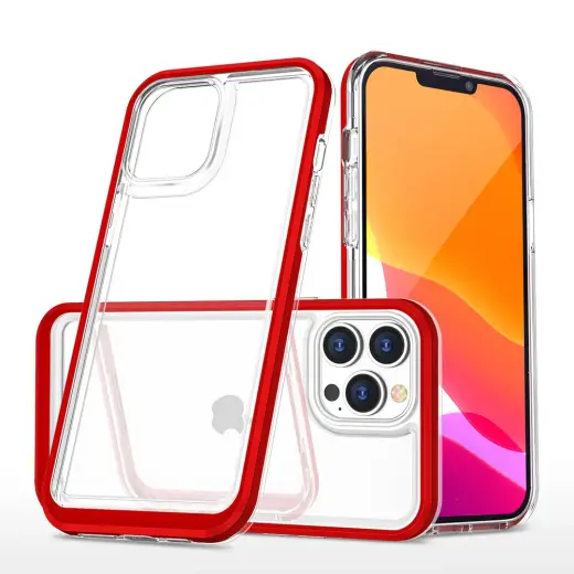 Clear 3in1 maciņš telefonam iPhone 14 Pro sarkans