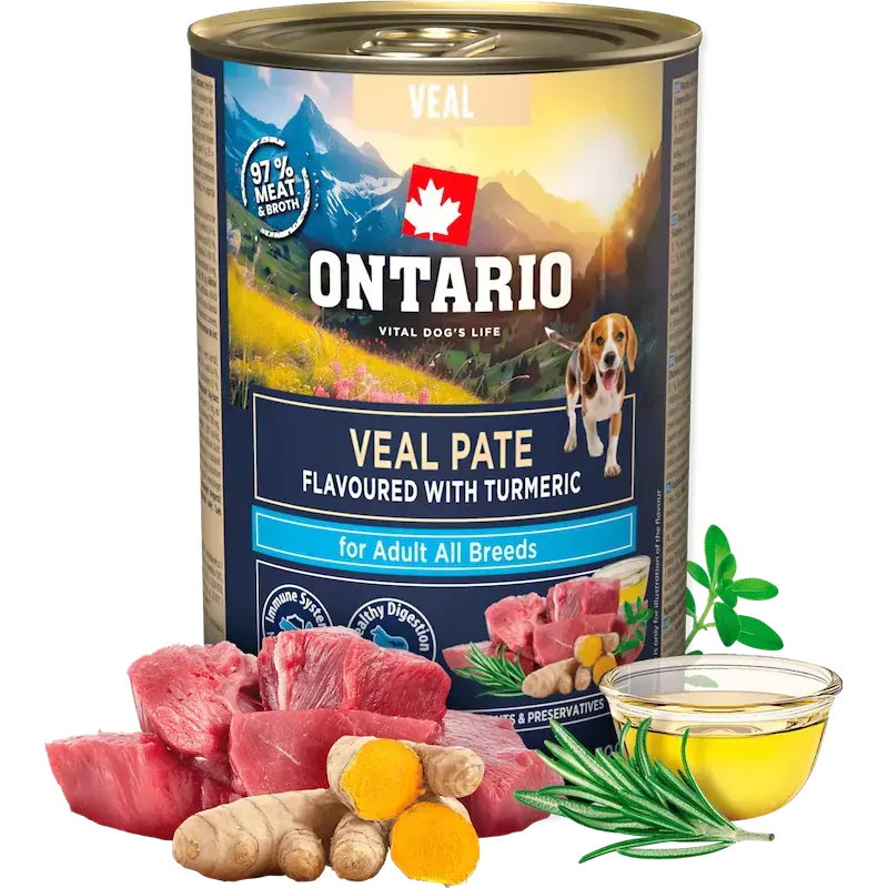 Konservi suņiem - Ontario Adult Veal Pate with Turmeric Flavor 400g