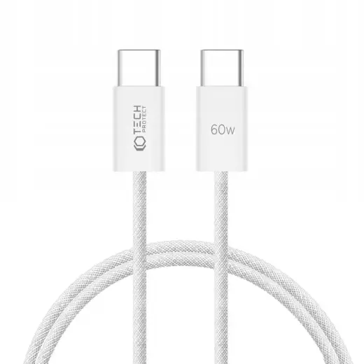 Tech-Protect UltraBoost Classic datu pārraides un uzlādes vads | USB-C uz USB-C | 60W | 1m | balts