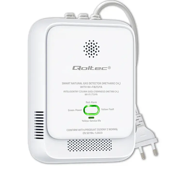 Qoltec Certified Natural Gas Leak Sensor | CH4 detector | NG | Tuya | Wi-Fi | 85dB alarm | LED