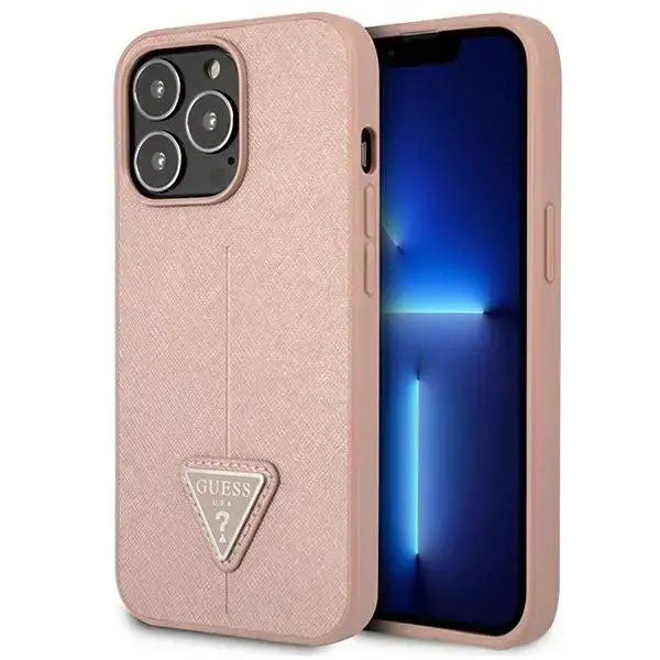 Guess PU Saffiano Triangle Case for iPhone 13 Pro Max Pink