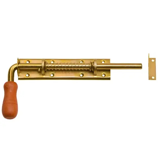 Gate bolt with spring WSP 420x190 mm steel, brass-plated
