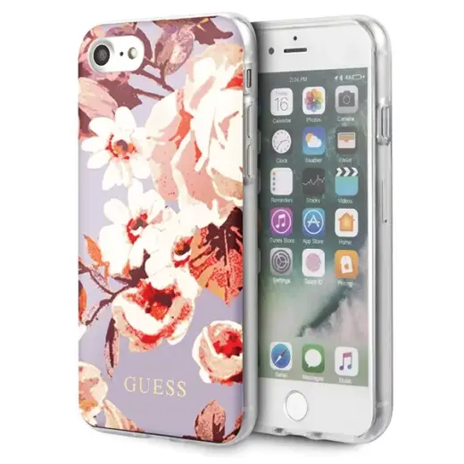 Guess GUHCI8PCUTRFL02 iPhone 7|8|SE 2020 | SE 2022 liliowy|lilac N°2 Flower Collection Shiny