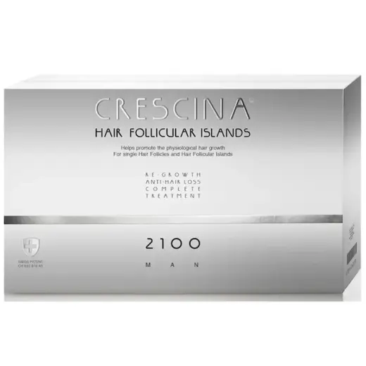 Labo, Crescina Follicular Islands 2100, For Growth Stimulation, Ampoules Treatment Serum, For Scalp, For Men, 10 +10 pcs