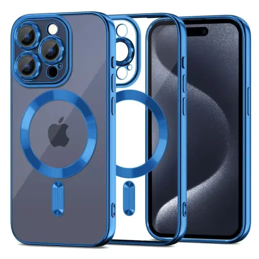 Tech-Protect MagShine Line MagSafe case for iPhone 15 Pro - navy blue