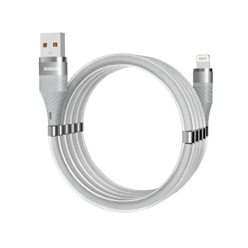 Dudao self-organizing magnetic USB - Lightning cable 5 A 1 m light gray (L1xsL light gray)