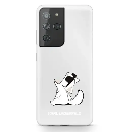 KLHCS21LCFNRC Karl Lagerfeld PC|TPU Choupette Eats vāciņš Samsung Galaxy S21 Ultra caurspīdīgs