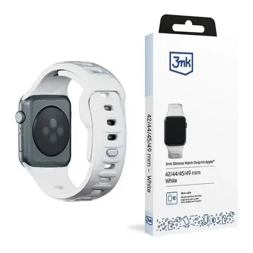 3mk Protection išmaniojo laikrodžio dirželis Apple Watch (42/44/45/49 mm) | silikoninis | baltas
