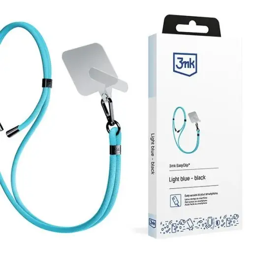 3MK EasyClip Light Blue (black) Phone Lanyard