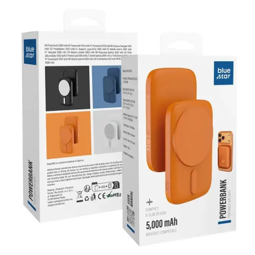 Powerbank compatible with MagSafe Blue Star Slim DG-P8 15W 5000 mAh orange
