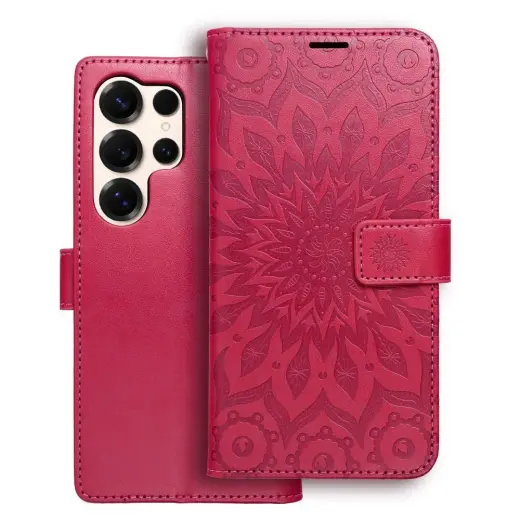 MEZZO mandala knyginio tipo telefono dėklas Samsung Galaxy S25 Ultra (S938) violetinis