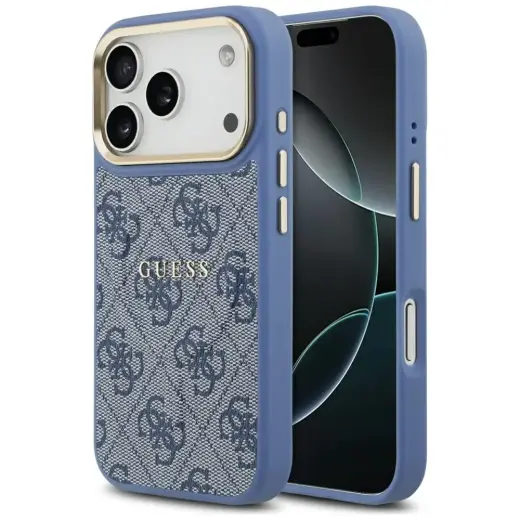 Guess 4G PU Classic Logo MagSafe Case for iPhone 17 Pro - Blue