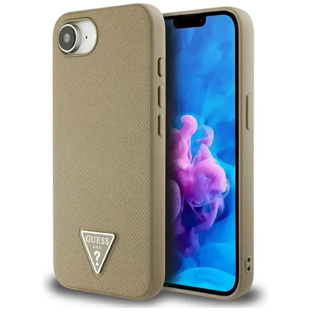 Case Guess Grained Triangle MagSafe for   iPhone 16e brown
