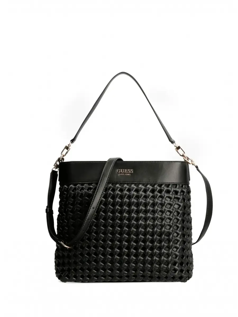 Guess, Sicilia, Artificial Fiber, Textile Bag, Black, HWWG8490020BLA, For Women, 29 x 9 x 24