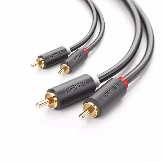 UGREEN AV104 2x RCA (Cinch) uz 2x RCA (Cinch) kabelis 1m (melns)