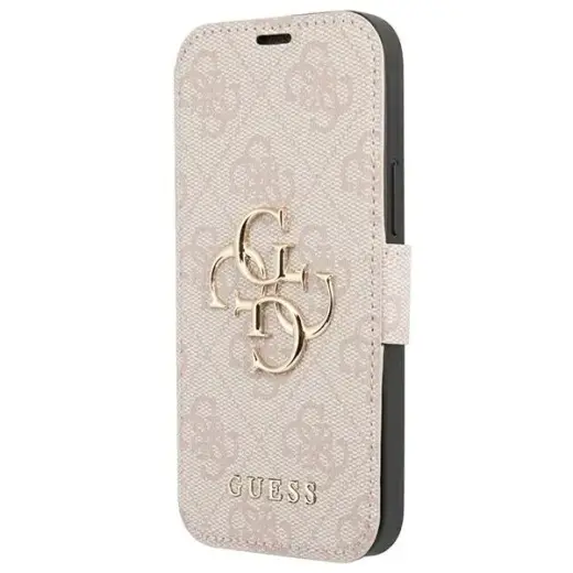 GUBKP13M4GMGPI Guess PU 4G Metal Logo Book Case for iPhone 13 Pink