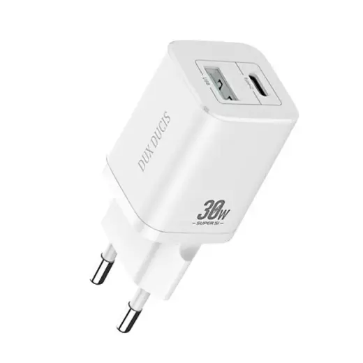 Dux Ducis C80 reisilaadija | 30W | PD, QC3.0 | USB-A, USB-C | valge