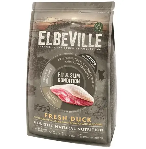 Sausa barība suņiem - ELBEVILLE Senior Mini Fresh Duck Fit and Slim Condition 1,4 kg