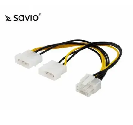 SAVIO AK-18 Power cable | 18cm | 2x4 pin Molex (M) | 1x8 pin EPS