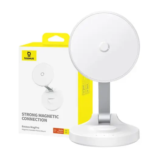 Magnetic Desktop Phone Stand Baseus MagPro self-adhesive (white)