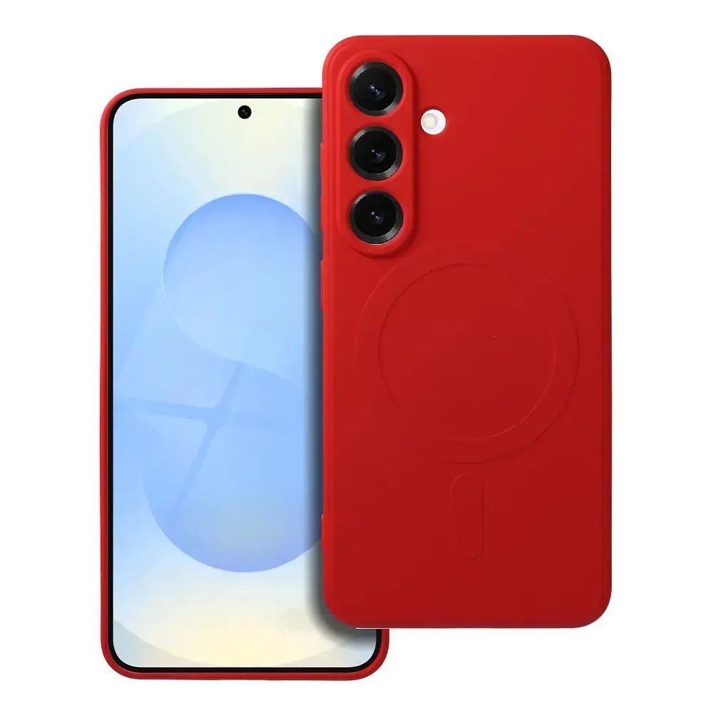 Silicone Mag Cover maciņš ar MagSafe atbalstu telefonam Samsung Galaxy S25 (S931) sarkans