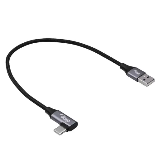 Cable USB Akyga AK-USB-58 USB type A (m) | USB type C (m) Angle ver. 2.0 60W 0.3m