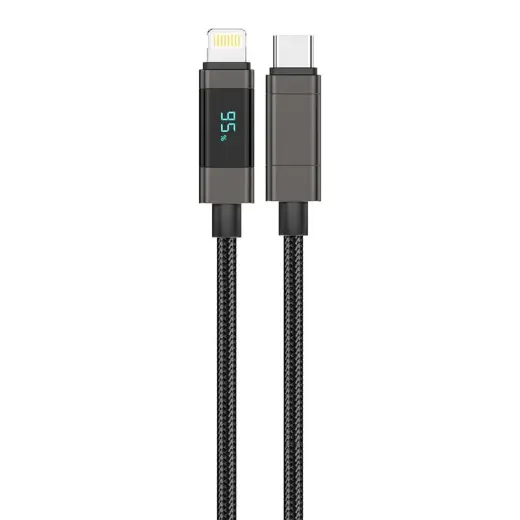 Foneng XS05 data transfer and charging cable | USB-C to Lightning | 27W | with LED display | 1.2m | black