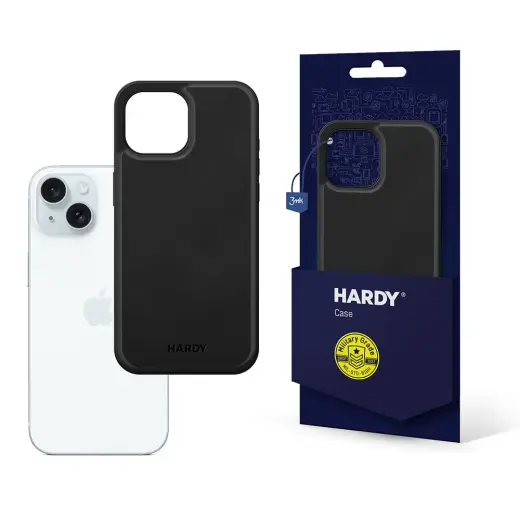 3mk Hardy Silky Leather чехол с поддержкой MagSafe для телефона iPhone 15 Plus чёрный