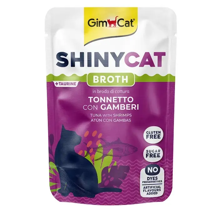 Konservēta barība kaķiem  - Gimborn SHINYCAT POUCH TUNA WITH SHRIMPS 70g