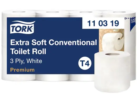 Tualetes papīra ruļļi Tork Premium Extra Soft T4, 3 slāņu, 8 gab./iepak.