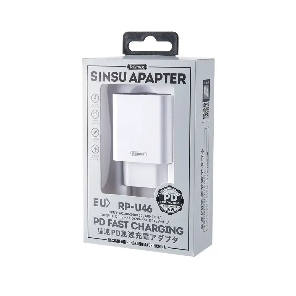 Remax RP-U46 Travel Charger USB-C | USB | 18W | 3A | Quick Charge 3.0 | White