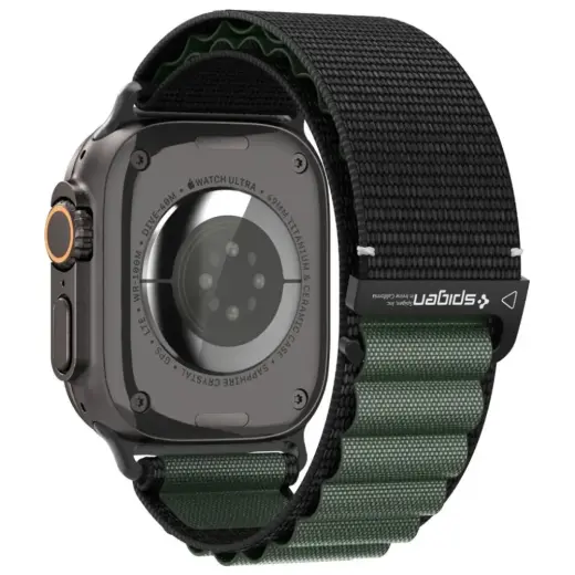 Spigen WBF1 smartwatch strap for Apple Watch 6/7/8/9/10/11/SE/SE 3/Ultra 1/Ultra 2/Ultra 3 (44/45/46/49 mm) | Nylon | black/green