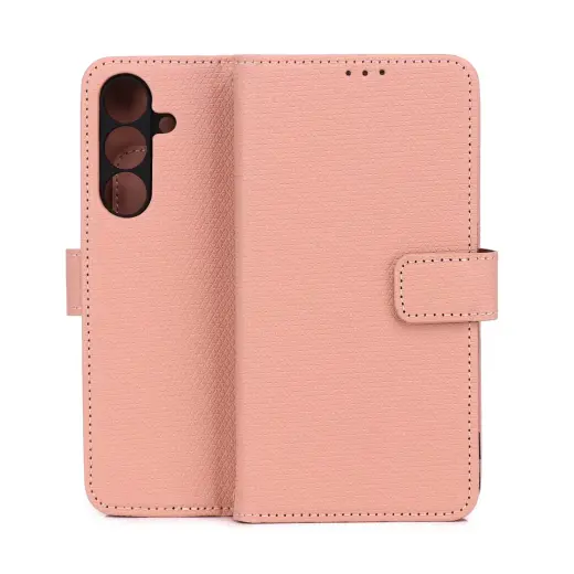 Smart Triangle knyginio tipo telefono dėklas Samsung Galaxy S25 FE (S731) rožinis