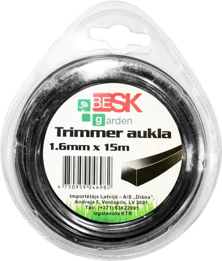 Trimmera aukla 1.6mm*15m kvadr.