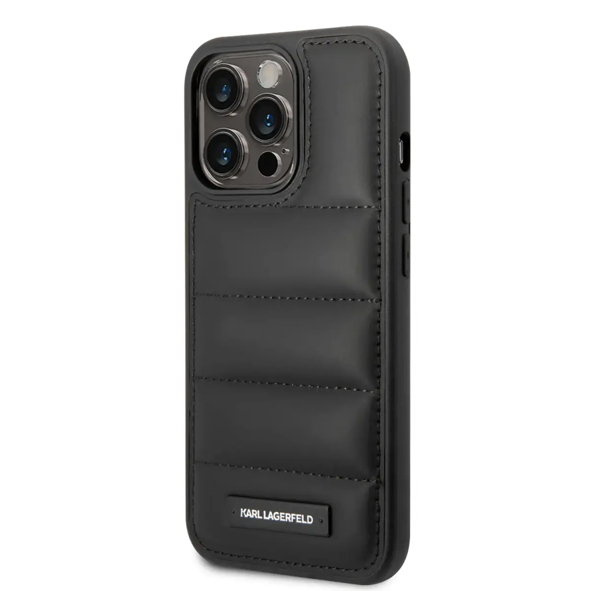 Karl Lagerfeld Quilted Puffy Metal Logo Case for iPhone 15 Pro Black