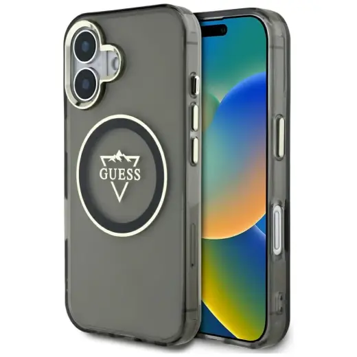 Etui Guess IML Metal Mountain Logo        MagSafe do iPhone 16 czarny