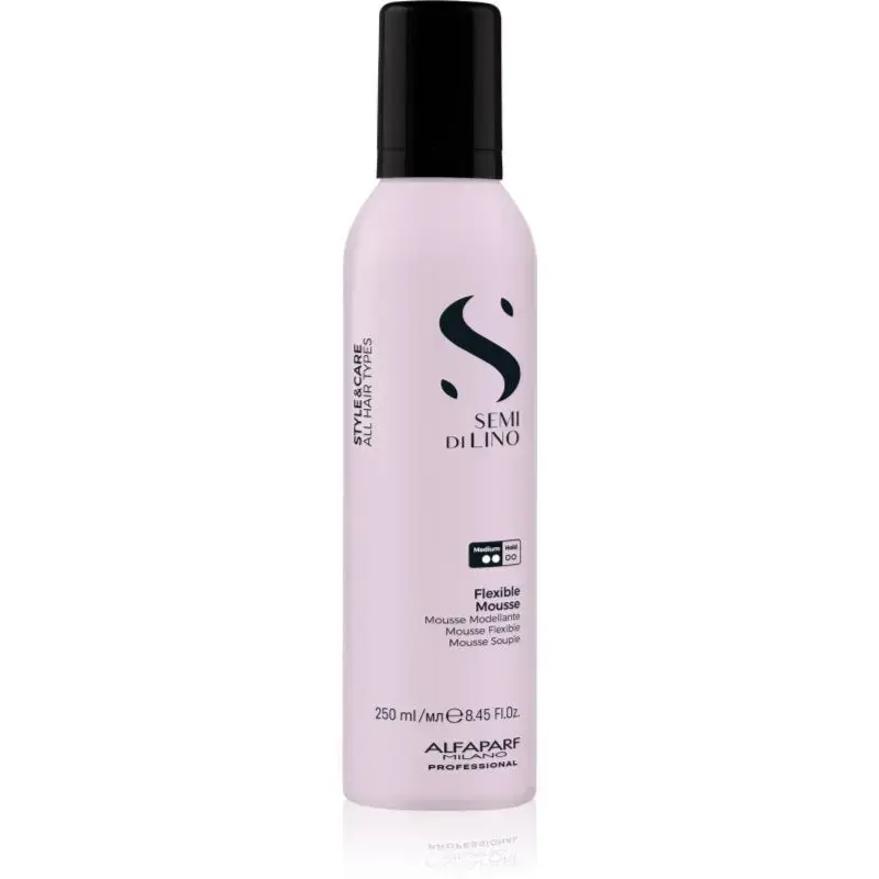 Alfaparf Milano Semi Di Lino Style&Care Flexible Mousse Styling Mousse for Natural Hold and Shine with UV Filter 250 Ml