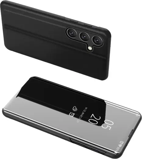 Clear View knyginio tipo telefono dėklas Samsung Galaxy A24 4G (A245) juodas