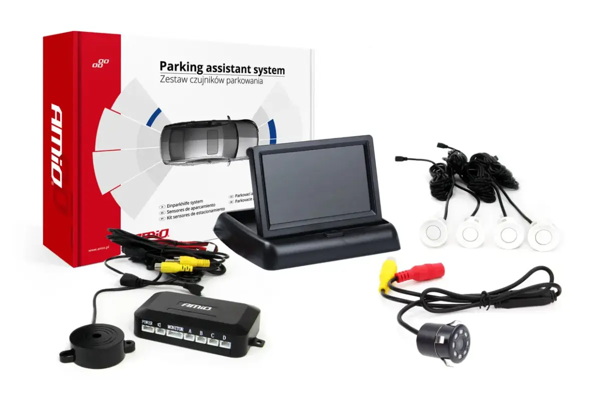 Parking assistant system TFT02 4,3" with HD-307-IR 4 sensors white