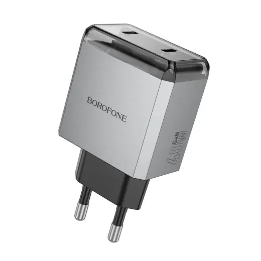Borofone BN21 tīkla lādētājs | 40W | PD | USB-C | pelēks