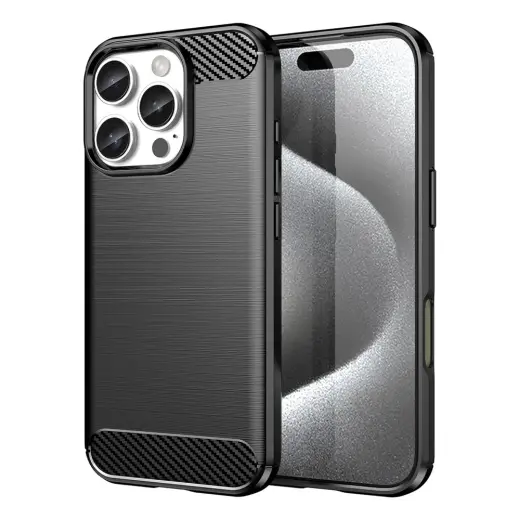Carbon telefono dėklas iPhone 16 Pro Max juodas
