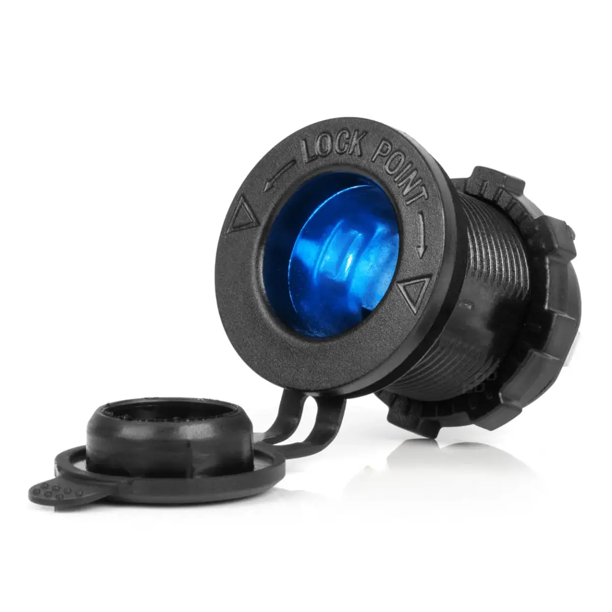 Waterproof Car Cigarette Lighter Socket with BLUE LED Backlight 12/24V AMIO-04220